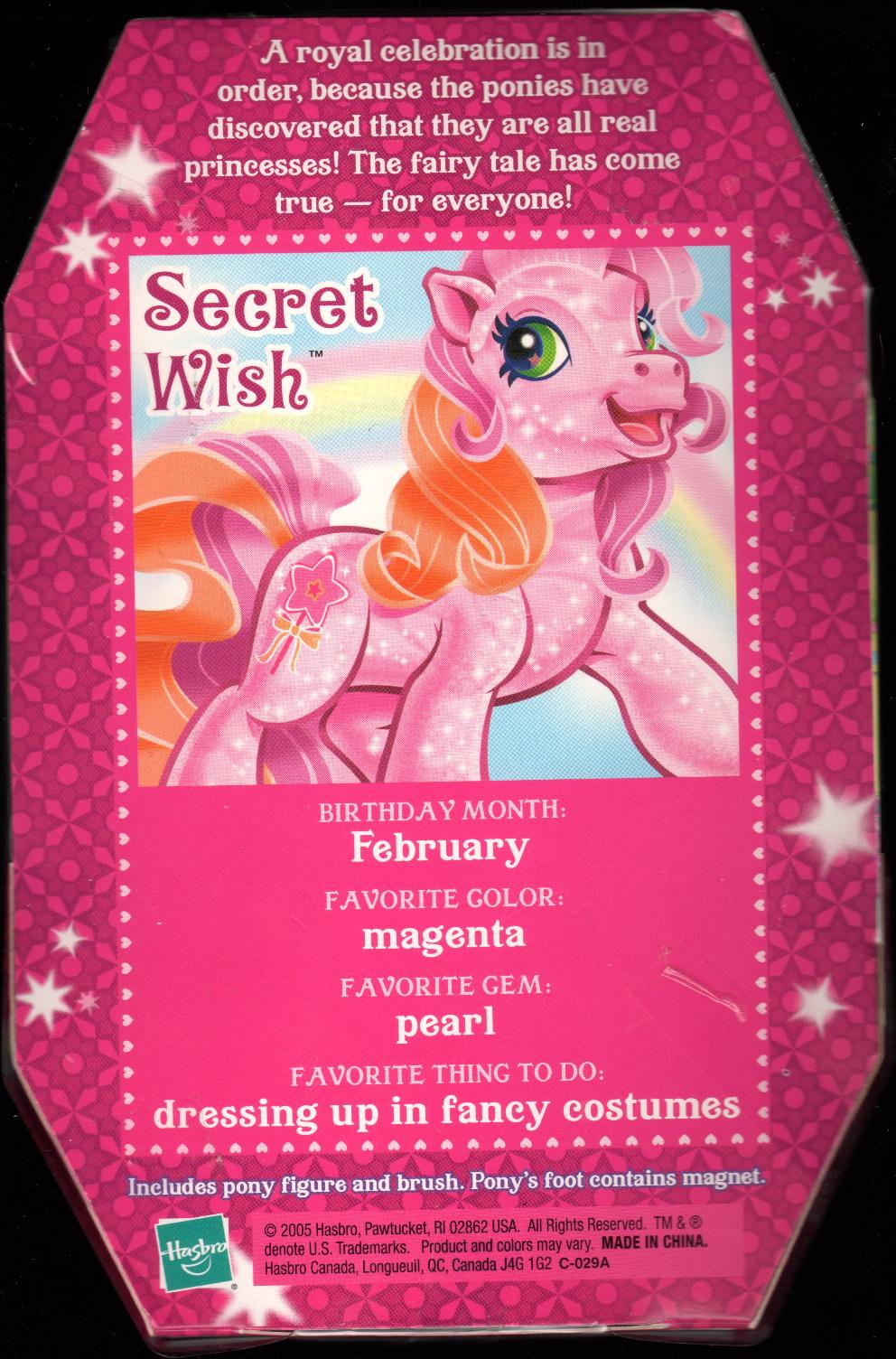 Secret Wish's backcard